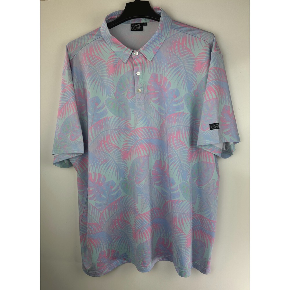 Sunday Swagger Fiji Polo Shirt Golf Tropical Aloha Palm Floral Men's Size 4XL - Picture 13 of 13